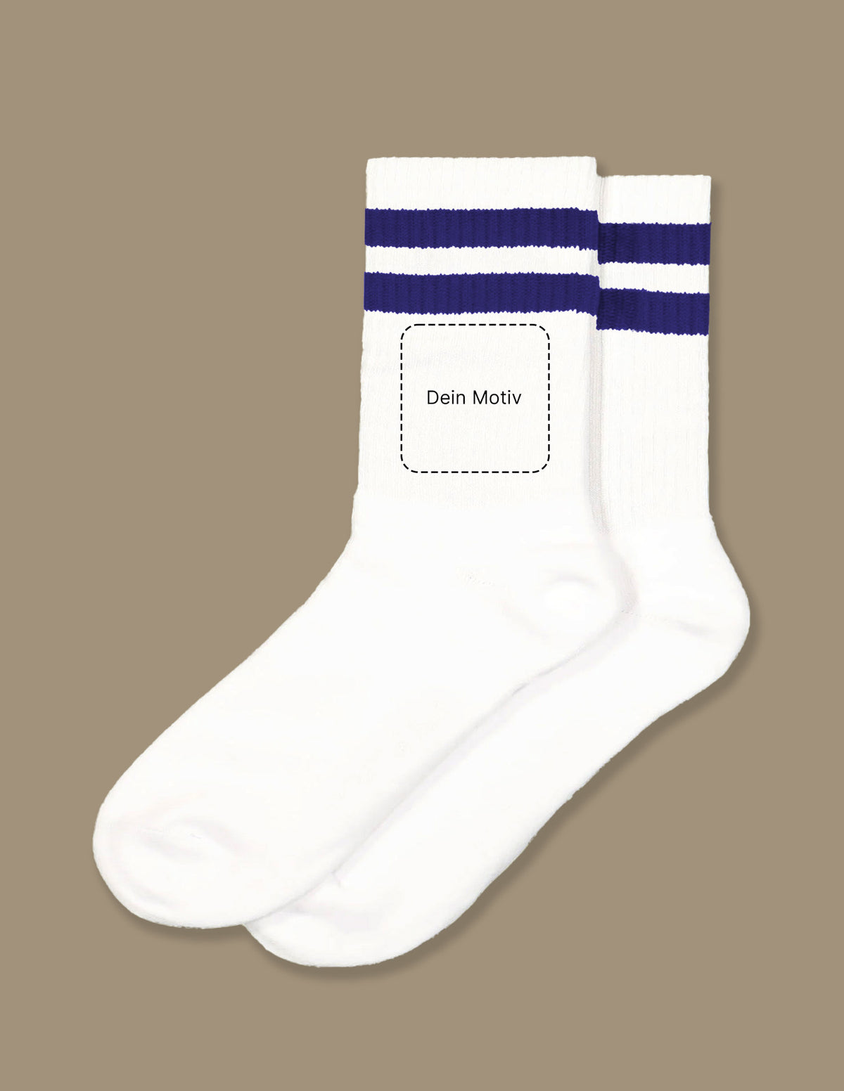 Bestickte Tennissocke Unisex mit Streifen